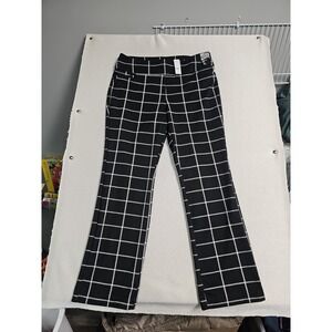 New York & Co The Whitney Pull-on Ponte Windowpane Womens XL BLACK Stretch NEW